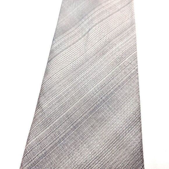 Kenneth Cole Reaction Silk Tie Silver Beige Woven Striped - Picture 2 of 6